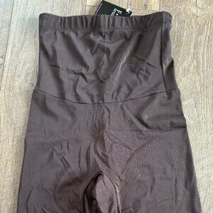 Womens FIT High Waist Thigh Trimmer Shapewear Brown Medium M No Roll